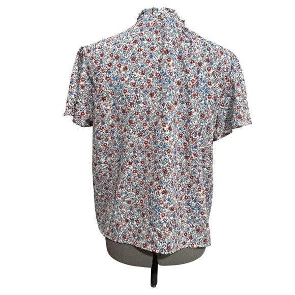 June & Hudson Floral Print Short Sleeve Blouse XL Lightweight Polyester Spandex - Picture 3 of 7